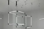 چراغ تیوبی آویز 8 شاخه مکعب مربع 120 وات نور 3000K ابعاد 114x114x114 - Image 3